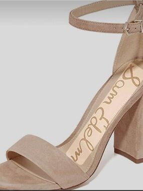 Sam Edelman YARO Beige Suede Block Heel Sandals - BNIB